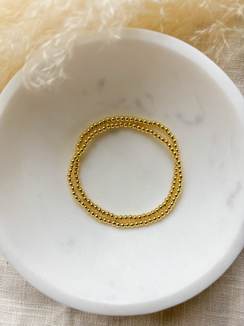 Gold Ball 2mm Bracelet Set