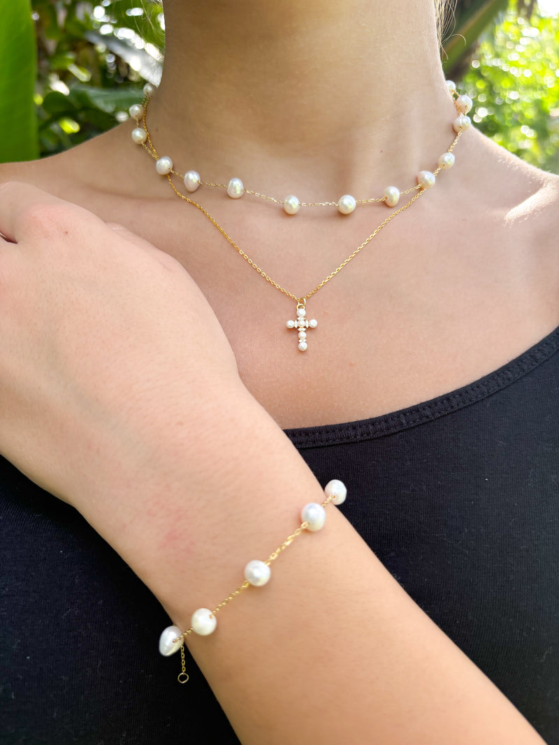 Pearl Cross Necklace