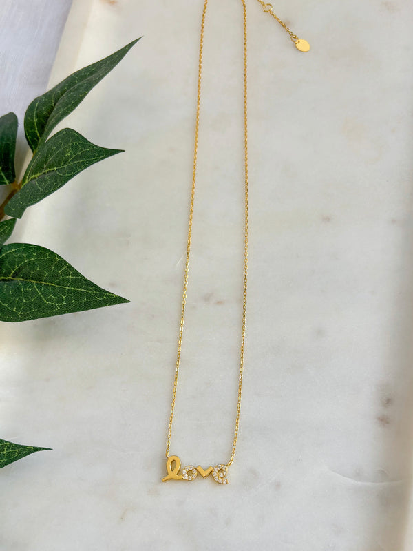 Love Cursive Sparkle Necklace