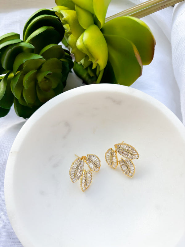 Baguette Leaf Statement Earrings