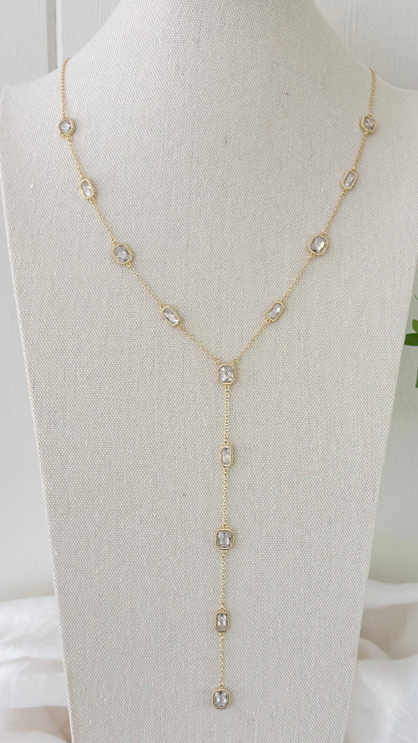 Maci Lariat Crystal Necklace