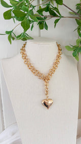 Puff Heart Rolo Long  Necklace