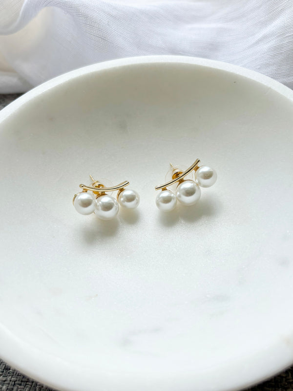 Three Pearl Crawler Earring