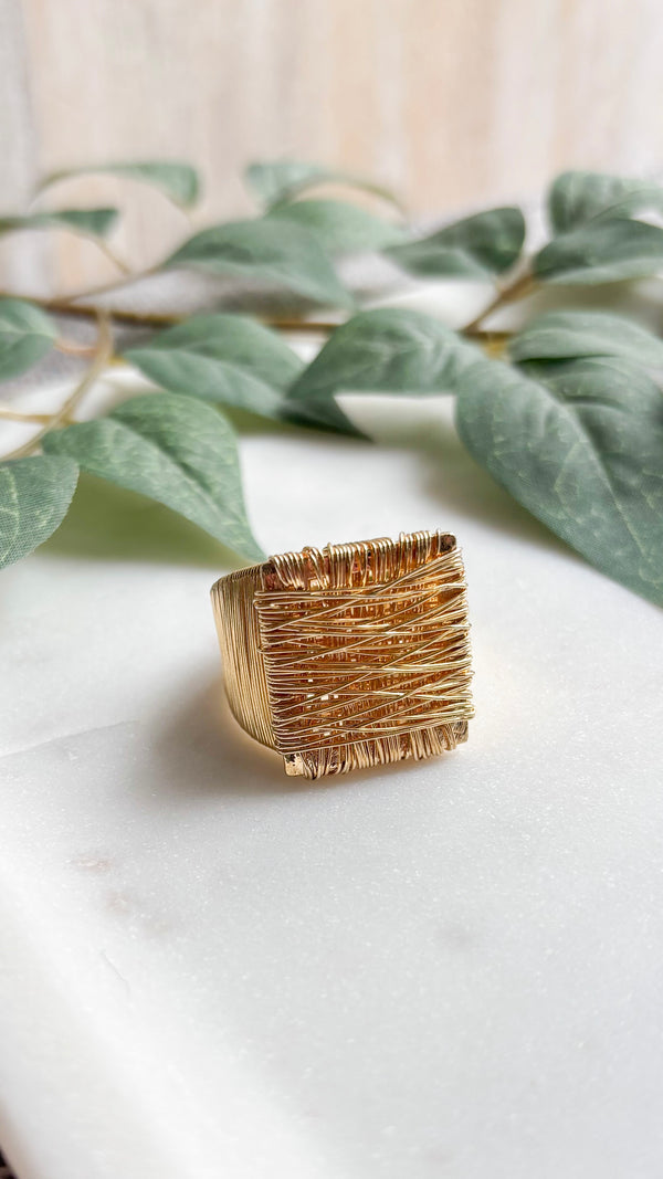 Maritza Square Gold Ring