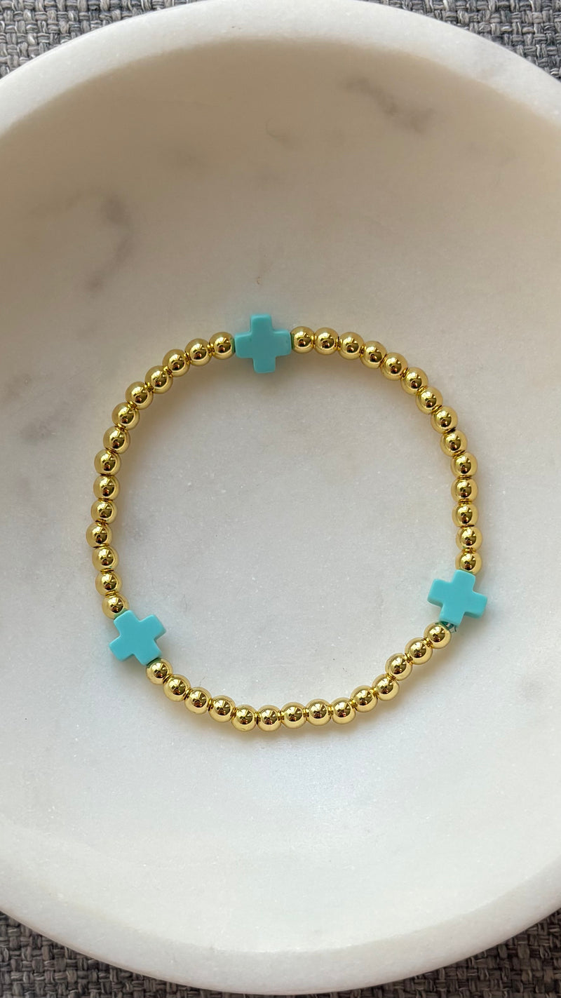 Turquoise Cross Ball Bracelet