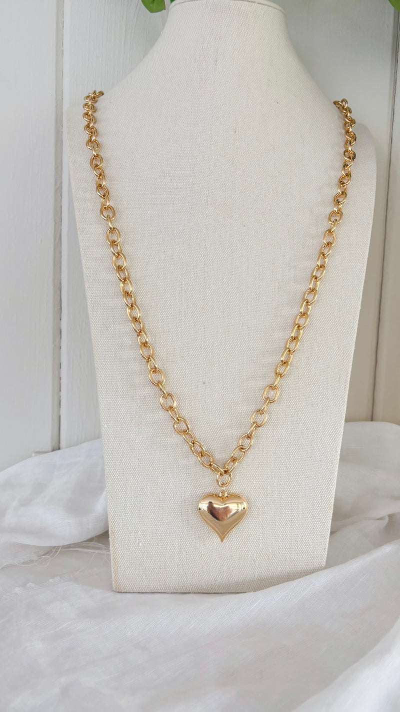 Puff Heart Rolo Long  Necklace