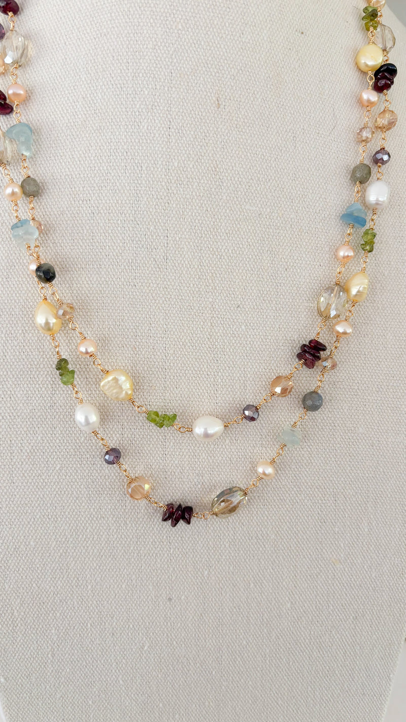 Rose Long Multi-Color Necklace