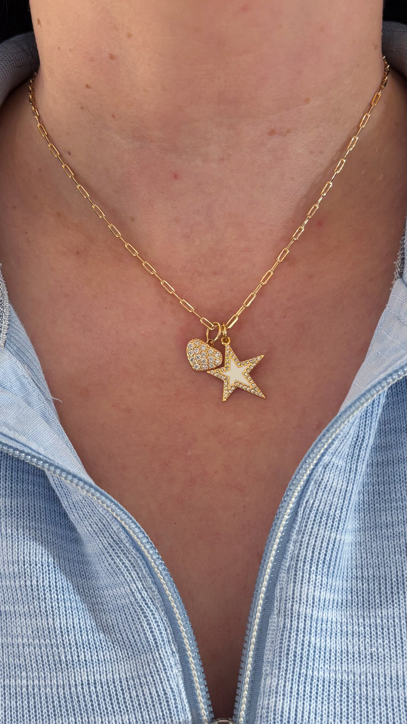 Shooting Star & Heart Charm Necklace